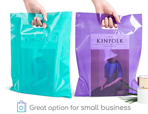 Choice Marts 200 Teal & Purple Plastic Bags 12x15 Merchandise Bags - color: Teal& Purple