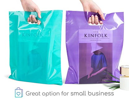 Choice Marts 200 Teal & Purple Plastic Bags 12x15 Merchandise Bags - color: Teal& Purple