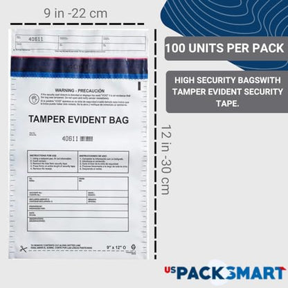 9”x12" Opaque Plastic Deposit Bags with Security Tape Tamper Evident - Secure Bank Deposits, Cash Handling, & Currency Transport | Self-Sealing Tape with Hidden Graphics | 100-Pack - color: Opaque, size: 9"x12"