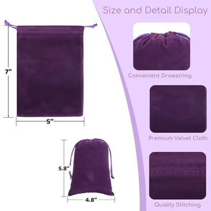Tapleap 12Pcs Small Drawstring Gift Bags, 5x7” Purple Velvet Pouch - color: Purple, size: 5x7in