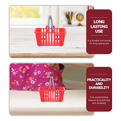 Kisangel 20Pcs Mini Shopping Baskets, Plastic Red Grocery Basket for Kids