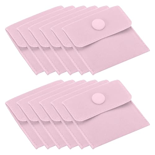PATIKIL 12 Pack Jewelry Pouches with Snap Button Velvet Jewelry Pouches - color: Pink, size: 7x7cm