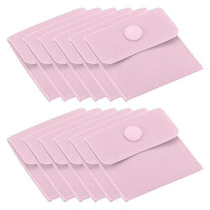 PATIKIL 12 Pack Jewelry Pouches with Snap Button Velvet Jewelry Pouches - color: Pink, size: 7x7cm