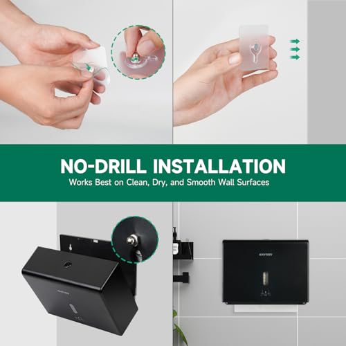 anydry 200-Sheet Paper Towel Dispenser Wall Mount (Folded Size ≤ 10 x 3.1) - color: Classic Black