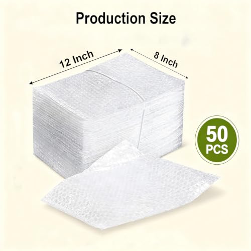8x12Inch Bubble Out Bags 50pcs, Double Walled Cushioning Pouches Bag - size: 8x12Inch(50Pack)