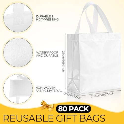 Eccliy 80 Pcs Reusable Gift Bags, Medium, White - color: White, size: Medium