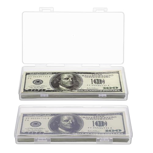 Hipiwe 2 Pack Plastic Cash Money Box Clear Currency Tray with Lid - size: 2 Pack