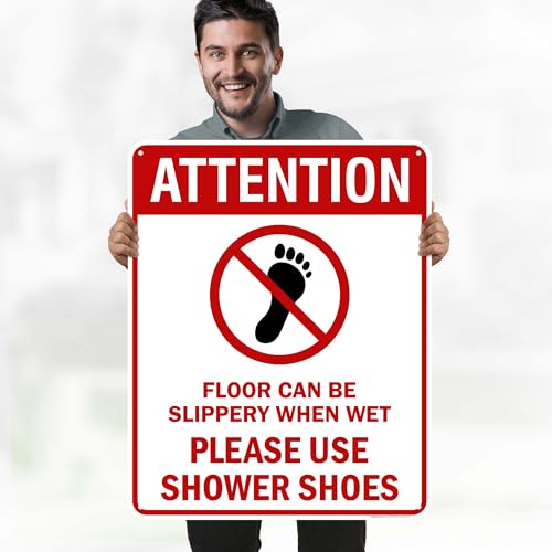 Attention Floor Can Be Slippery When Wet Sign, 24x30 Inches, 55 mil thick HDPS (high density polystyrene), Made in USA by My Sign Center - size: 24x30 Polystyrene
