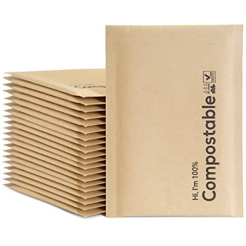 6x10 100% Biodegradable Bubble Mailers,25 Count Kraft Brown #0 Compostable Padded Packaging Wrap Envelopes Pouches Eco Friendly Self Seal Bags - color: Brown, size: 6x10'' 25PCS