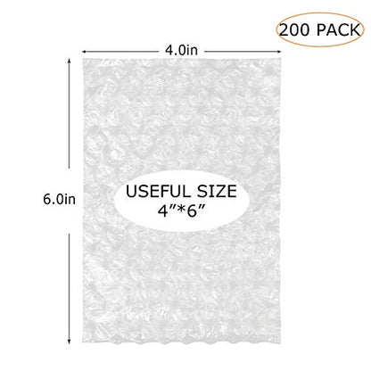 200 Pack 4x6 Inch Bubble Cushion Wrap Bags for Shipping Packing Small Clear Bubble Out Pouches Double Walled Bubble Cushioning Bags for Moving Storage - size: 4x6 Inch