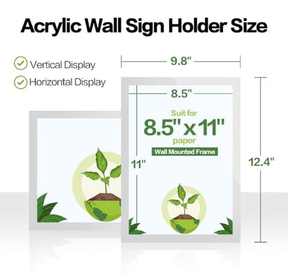 Acrylic Sign Holder 8.5 x 11 Wall Mount, Magnetic Sign Holder Silver - color: Silver, size: 20 Pack 8.5" x 11"