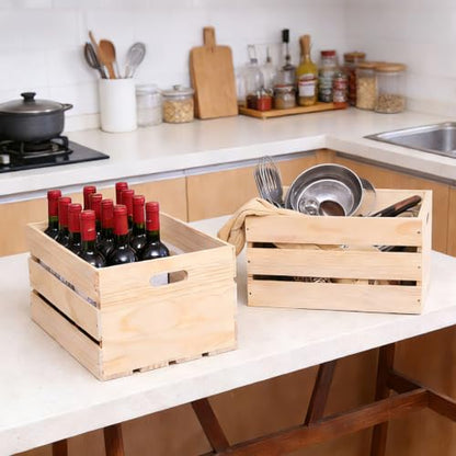 1 Piece Large Pine Wood Crates For Storage, Unfinished Natural Wooden Crate