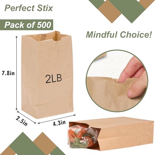 Perfect Stix 2lb Brown Paper Bags- Package of 500ct - size: 2lb - 500ct, style: Brown