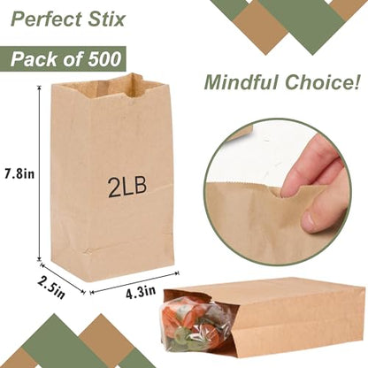 Perfect Stix 2lb Brown Paper Bags- Package of 500ct - size: 2lb - 500ct, style: Brown