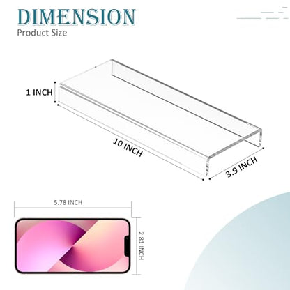 Acrylic Shelf Riser 10x3.9x1 pack of 2, Countertop Acrylic Display Storage Organizer for Shoes, Glasses, Plants, Home Decors, Perfume, Books, Dolls, 10x3.9x1 Inch - size: 10x3.9x1 Inch