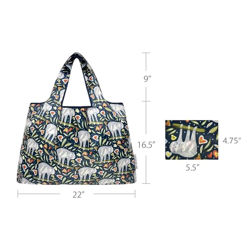 allydrew Large Foldable Tote Nylon Reusable Grocery Bags - color: Love Sloths