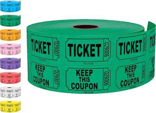 Tacticai 1000 Raffle Tickets, 50/50 Double Roll, Green - color: A - Double Roll - 1,000 Tickets - Keep - Green