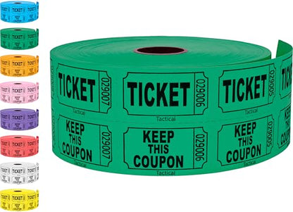 Tacticai 1000 Raffle Tickets, 50/50 Double Roll, Green - color: A - Double Roll - 1,000 Tickets - Keep - Green