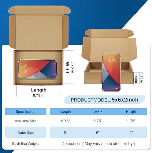 Famagic 9x6x2 Small Shipping Boxes for Shipping, Gift, Brown Boxes, 12 pack - color: Brown, size: 9x6x2" 12pcs