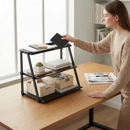 3-Tier Carbon Steel Cupcake Stand,Countertop Candy&Snack Display Rack,Black