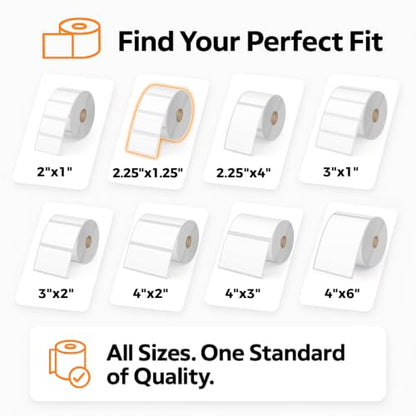 2.25" x 1.25" Thermal Barcode Labels, 12 Rolls-1000/Roll, 1" Core - size: 2.25" x 1.25"-12 Rolls (12000 Labels)