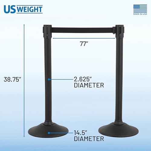 US Weight Sentry Stanchion – 6.5' Retractable Caution Belt (6-Pack) - color: Caution