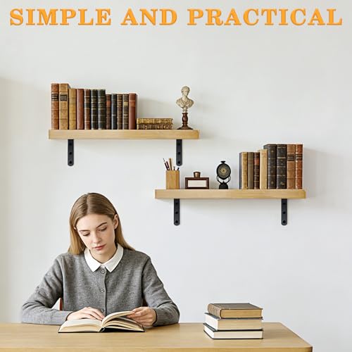 Alise 4Pcs Floating Shelf Brackets, Black Heavy Duty L Bracket for Shelves - color: Black, size: (4P) 5x5x0.8 inch