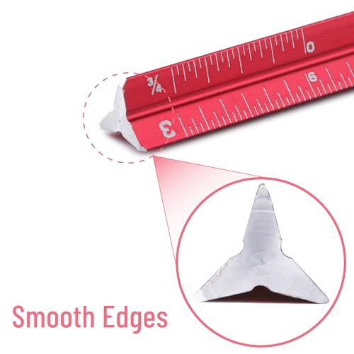 Mr. Pen- 6 Inch Pocket Size Ruler, 2 Pack, Small Architectural Scale - color: A. Black & Red