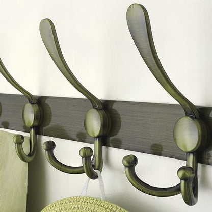 Dseap Coat Rack Wall Mount - 38” Long 10-Tri-Hooks Heavy Duty Coat Hanger Rail Wall Hooks for Hanging Coats Hats Clothing Clothes Purse Mudroom Entryway, Bronze - color: Bronze, size: L=38” (1 Pcs)