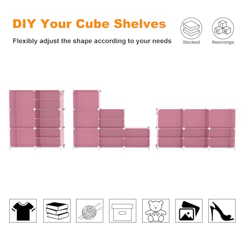 AWTATOS 6 Cube Closet Organizer Storage Shelves, Pink - color: Pink