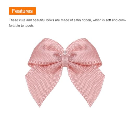 MECCANIXITY Mini Ribbon Bow 1" Mini Fabric Flower Bows Rose Pink 150Pcs - color: Rose Pink