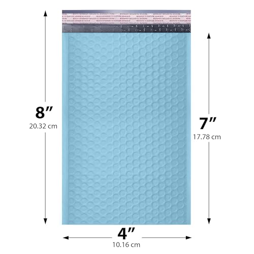 Light Blue Bubble Mailers 4x8, Poly Padded Envelopes #000, 500 Pack - color: Light Blue, size: 4"x8" / 500 Pack
