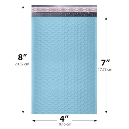 Light Blue Bubble Mailers 4x8, Poly Padded Envelopes #000, 500 Pack - color: Light Blue, size: 4"x8" / 500 Pack