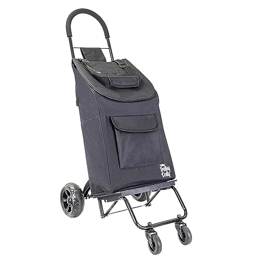 dbest Products Trolley Dolly Rover with Bag, 4 Wheeled Grocery Shopping Cart Push Folding Utility Hand Truck Swivel Wheels Garden Lightweight Luggage Carrito de Compras Plegable - size: Rover With Bag