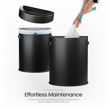 Home Zone Living 18 Gallon Commercial Trash Can with Semi-Round Flat Back - color: Matte Black, size: D-Shaped