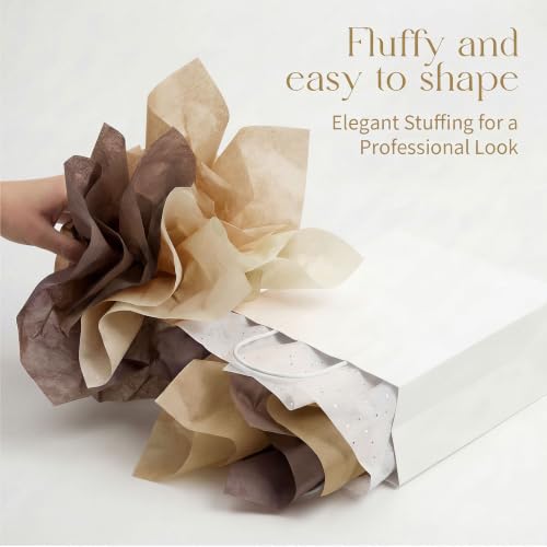 UNIQOOO 500 Sheets Brown Tissue Paper Bulk for Gift Bags, 20x14 Inch Gift Wrapping Tissue Paper, Acid Free 17gsm Western Tissue Paper for Thanksgiving Party Birthday DIY Crafts - color: Brown