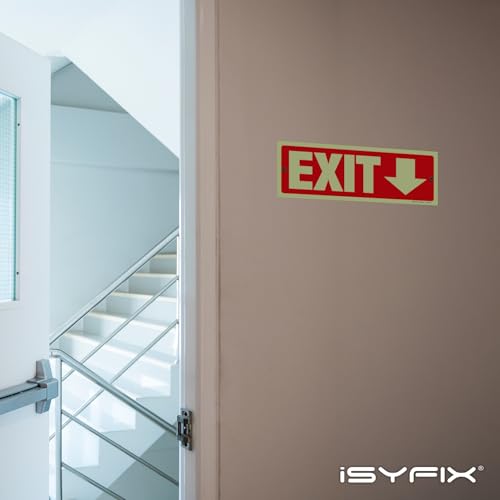 iSYFIX Exit Signs with Down Arrow, 2 Pack, 12x4 Inch, Glow in Dark - color: Plastic Down Glow, size: 2 Pk 12x4