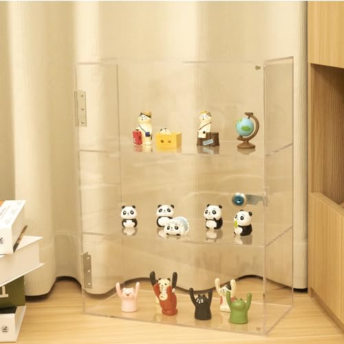3 Shelf Locking Display Case with Key, Acrylic Countertop Cabinet - size: Acrylic Display Case-3