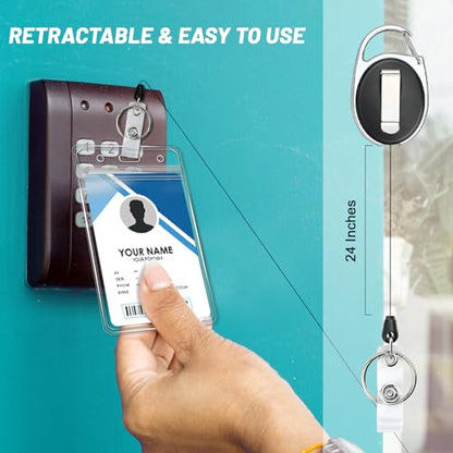 2 Pack Vertical ID Badge Holder with Retractable Badge Reel - style: Vertical