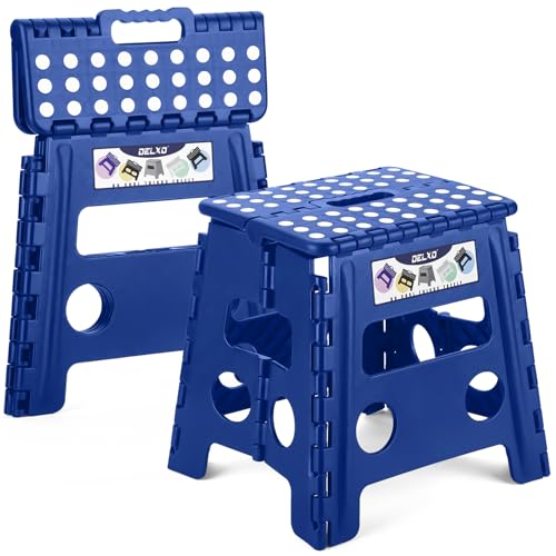 Delxo Folding Step Stool 13 inch 2 Pack,300 Lbs Step Stool for Kids&Adults - color: Blue, size: 13 Inch-2 Pack