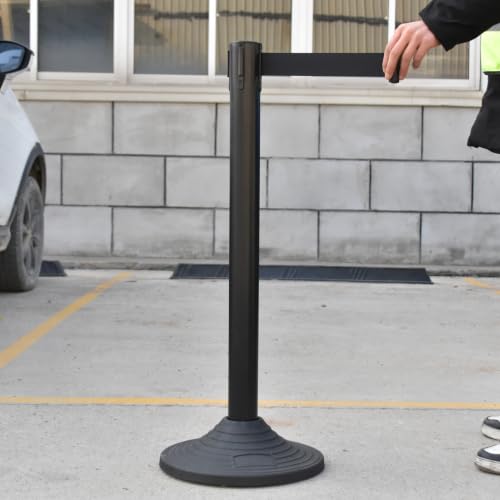 OrangeStar Crowd Control Stanchions, Heavy Duty Stanchion Set - color: Black, size: Style2-Round Rubber Base