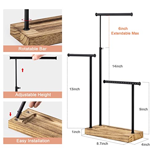 SRIWATANA Carbonized Black Jewelry Organizer Stand, Tall Necklace Holder - color: carbonized black and black