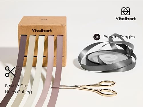 Vitalizart Nude & Pink Ribbons for Crafts 3/8" x 50Yds Double-Faced Satin - color: Nude & Pink