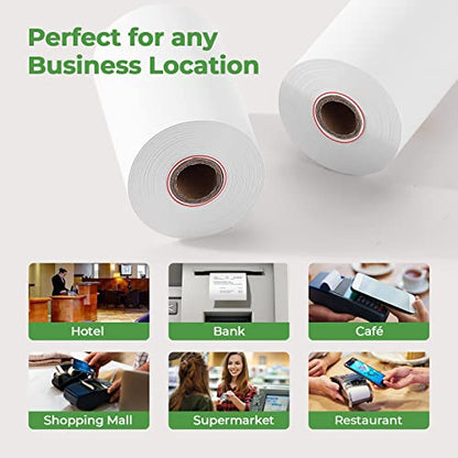 MUNBYN 2 1/4" inch x 50'ft Thermal Paper (50 Rolls), BPA Free Receipt Paper, 58mm Thermal Receipt Papers Fits All 58mm Thermal POS Printer, Square Terminal Credit Card Machines printers clearly - size: 2 1/4" x 50', style: 50 Rolls