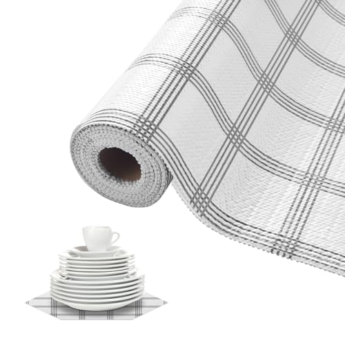 Non Slip Shelf Liner PVC Drawer Liner BPA-Free Waterproof and Washable Kitchen Cabinet Liner Suitable for Shoe Cabinets,Wire Shelving (White and Grey, 20×120inch) - color: White and Grey, size: 20"W x 120"L