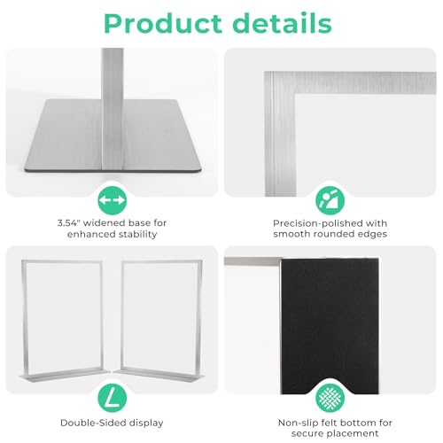 2pack Tabletop 8.5"x11" Metal Acrylic Sign Holder with Stainless Steel T Shape Double Sided Menu Display Stand for Office Store Restaurant Hotels (Natural stainless steel) - color: Natural stainless steel
