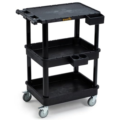 ELAFROS 3-Tier Flat Top & Deep Tub Rolling Utility Cart, 27.5 x 18.25 in