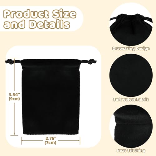 Tapleap 12Pcs Small Jewelry Bags, 2¾x 3½” Black Velvet Drawstring Pouch - color: Black, size: 2¾ x 3½in