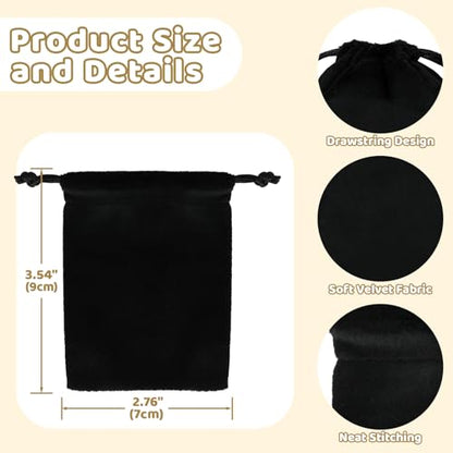Tapleap 12Pcs Small Jewelry Bags, 2¾x 3½” Black Velvet Drawstring Pouch - color: Black, size: 2¾ x 3½in