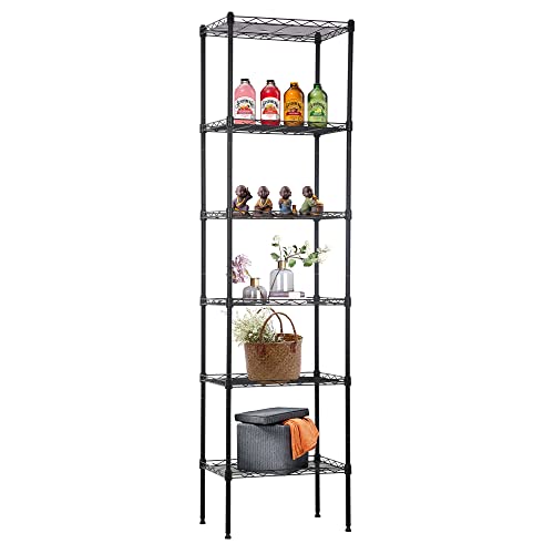 FDW | 6-Tier Wire Shelf | 17" x 12" x 64" | Black - color: Black, size: 17×12×64